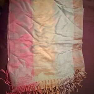 Multicolor Pastel Striped Pashmina Scarf with Fringe